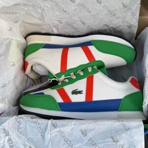 Lacoste Partner 223 1 SUJ Kids Sneaker - size 4.5 (US) - Blue/Green/White